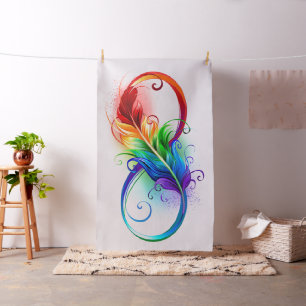 Infinity Symbol with Rainbow Feather Fabric
