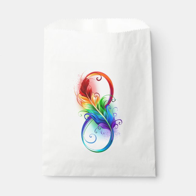 Infinity Symbol with Rainbow Feather Favour Bag (Front)