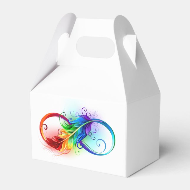 Infinity Symbol with Rainbow Feather Favour Box (Front Side)