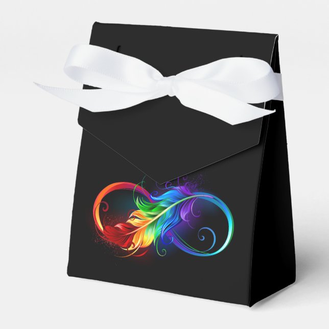 Infinity Symbol with Rainbow Feather Favour Box (Front Side)