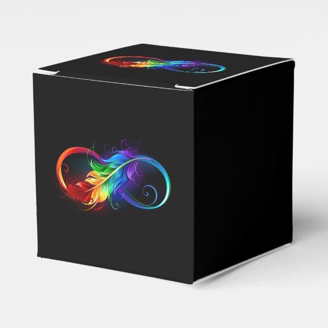 Infinity Symbol with Rainbow Feather Favour Box (Front Side)