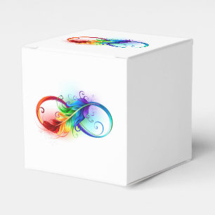 Infinity Symbol with Rainbow Feather Favour Box