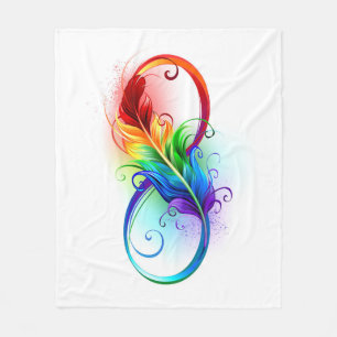 Infinity Symbol with Rainbow Feather Fleece Blanket