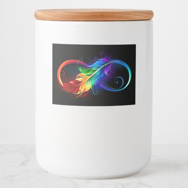 Infinity Symbol with Rainbow Feather Food Label (Front)