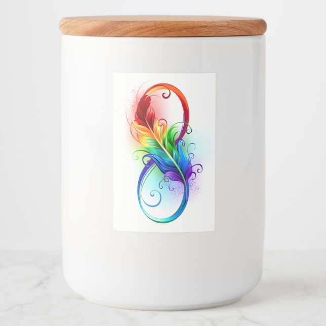 Infinity Symbol with Rainbow Feather Food Label (Front)