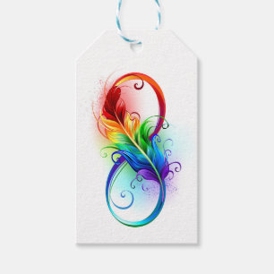 Infinity Symbol with Rainbow Feather Gift Tags