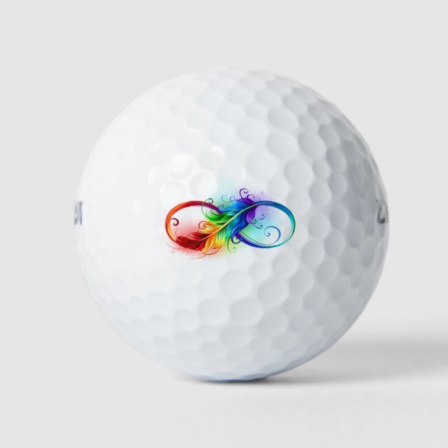 Infinity Symbol with Rainbow Feather Golf Balls (Front)