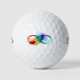 Infinity Symbol with Rainbow Feather Golf Balls