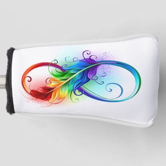 Infinity Symbol with Rainbow Feather Golf Head Cover (Front)