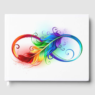 Infinity Symbol with Rainbow Feather Guest Book