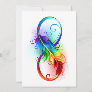 Infinity Symbol with Rainbow Feather Holiday Card