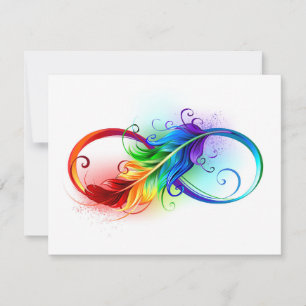 Infinity Symbol with Rainbow Feather Holiday Card