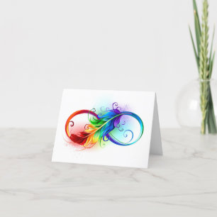 Infinity Symbol with Rainbow Feather Holiday Card