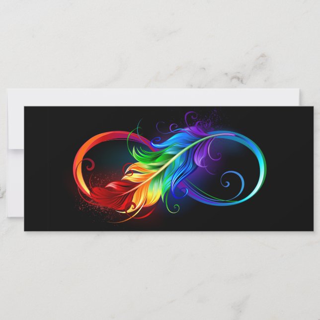 Infinity Symbol with Rainbow Feather Holiday Card (Front)