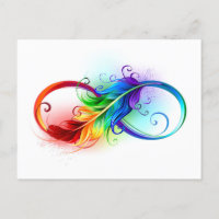 Infinity Symbol with Rainbow Feather