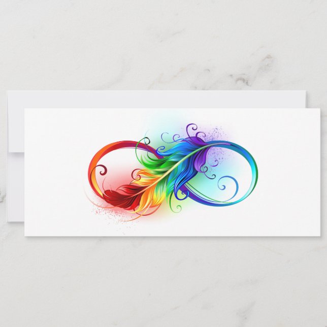 Infinity Symbol with Rainbow Feather Invitation (Front)