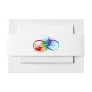 Infinity Symbol with Rainbow Feather Invitation Belly Band