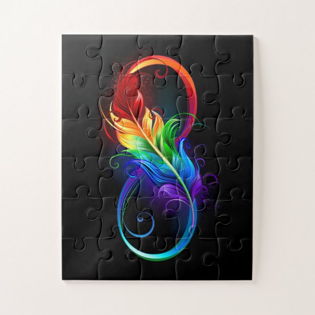 Infinity Symbol with Rainbow Feather Jigsaw Puzzle (Vertical)