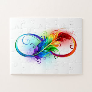 Infinity Symbol with Rainbow Feather Jigsaw Puzzle