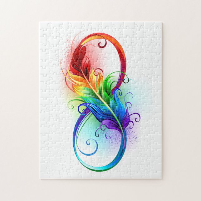 Infinity Symbol with Rainbow Feather Jigsaw Puzzle (Vertical)