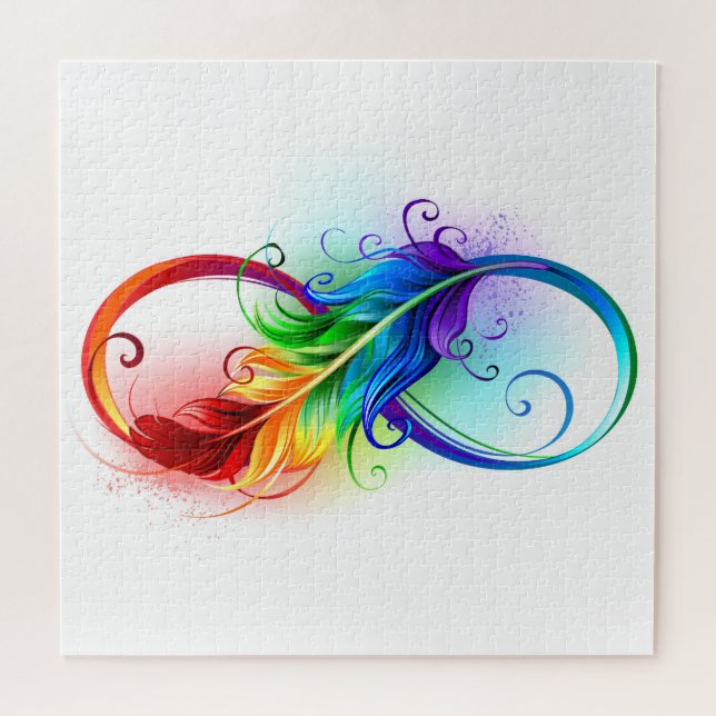 Infinity Symbol with Rainbow Feather Jigsaw Puzzle (Horizontal)