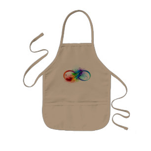 Infinity Symbol with Rainbow Feather Kids Apron