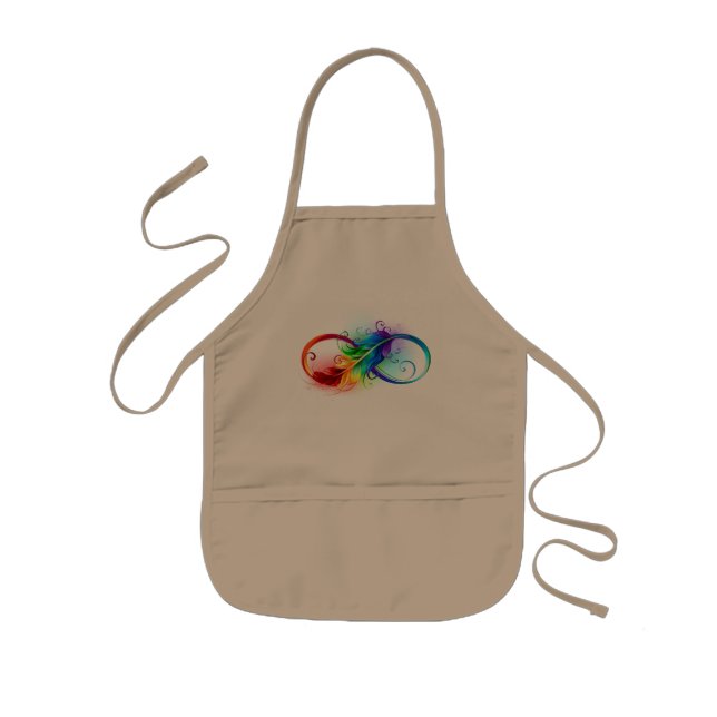 Infinity Symbol with Rainbow Feather Kids Apron (Front)