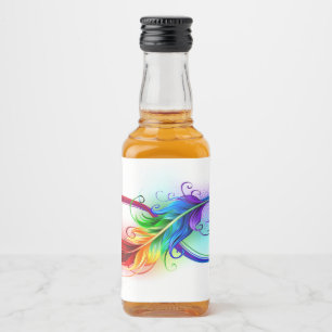 Infinity Symbol with Rainbow Feather Liquor Bottle Label