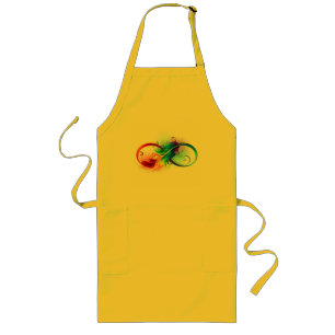 Infinity Symbol with Rainbow Feather Long Apron