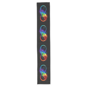 Infinity Symbol with Rainbow Feather Long Table Runner