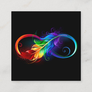 Infinity Symbol with Rainbow Feather Loyalty Card
