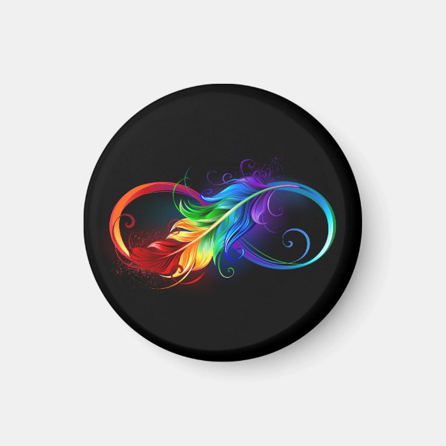 Infinity Symbol with Rainbow Feather Magnet (Front)
