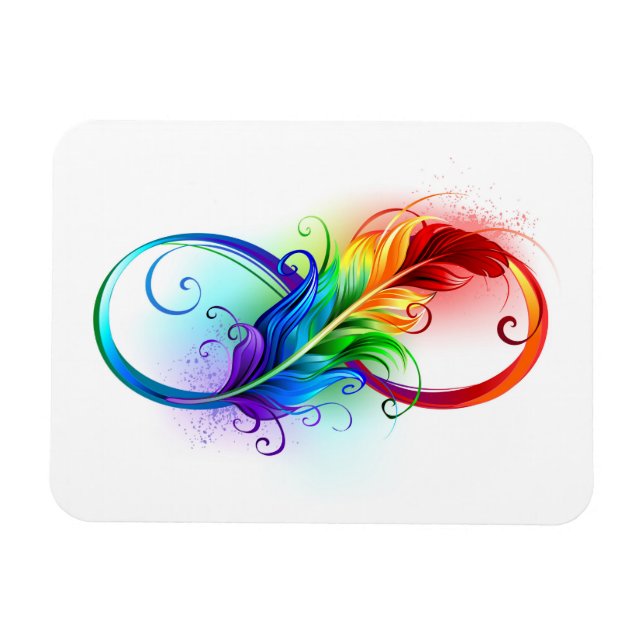 Infinity Symbol with Rainbow Feather Magnet (Horizontal)
