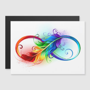 Infinity Symbol with Rainbow Feather Magnetic Invitation