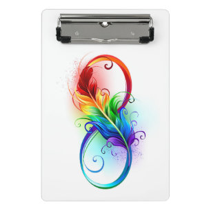 Infinity Symbol with Rainbow Feather Mini Clipboard