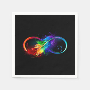 Infinity Symbol with Rainbow Feather Napkin