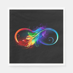 Infinity Symbol with Rainbow Feather Napkin