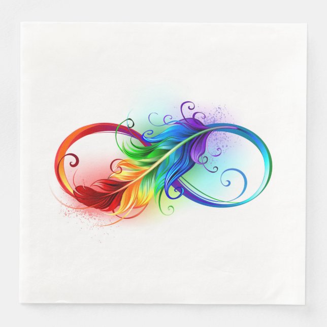 Infinity Symbol with Rainbow Feather Napkin (Front)