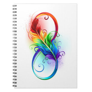 Infinity Symbol with Rainbow Feather Notebook