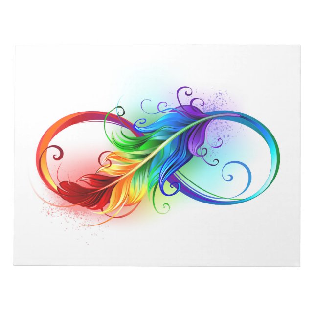 Infinity Symbol with Rainbow Feather Notepad (Front)