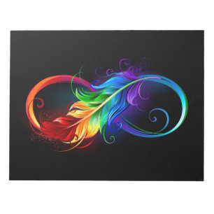 Infinity Symbol with Rainbow Feather Notepad