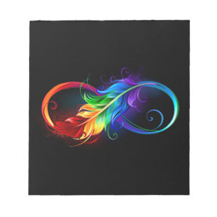 Infinity Symbol with Rainbow Feather Notepad