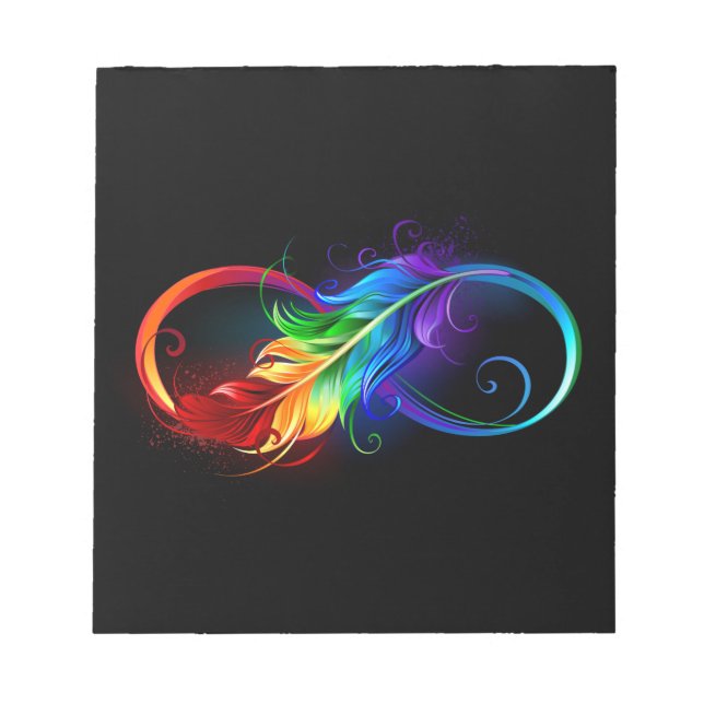 Infinity Symbol with Rainbow Feather Notepad (Front)