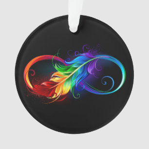 Infinity Symbol with Rainbow Feather Ornament