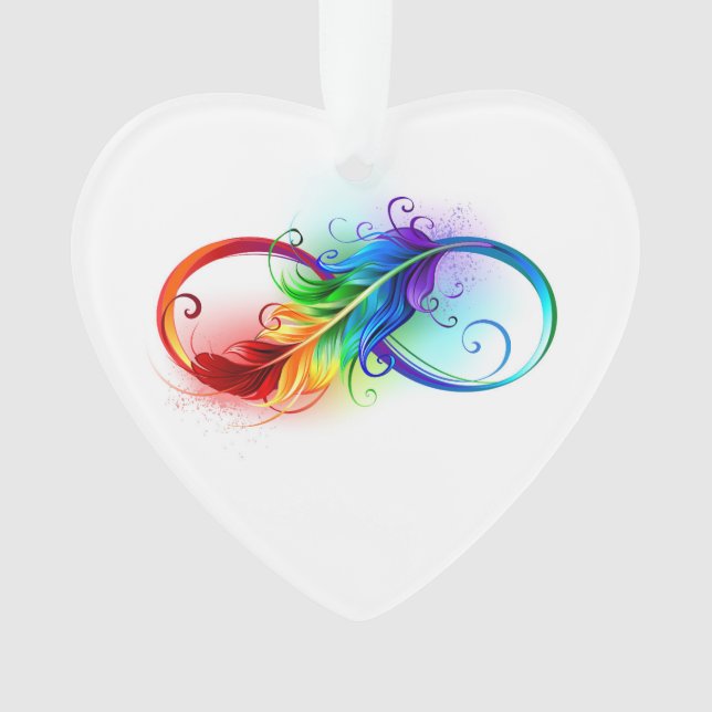 Infinity Symbol with Rainbow Feather Ornament (Front)