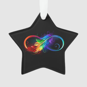 Infinity Symbol with Rainbow Feather Ornament