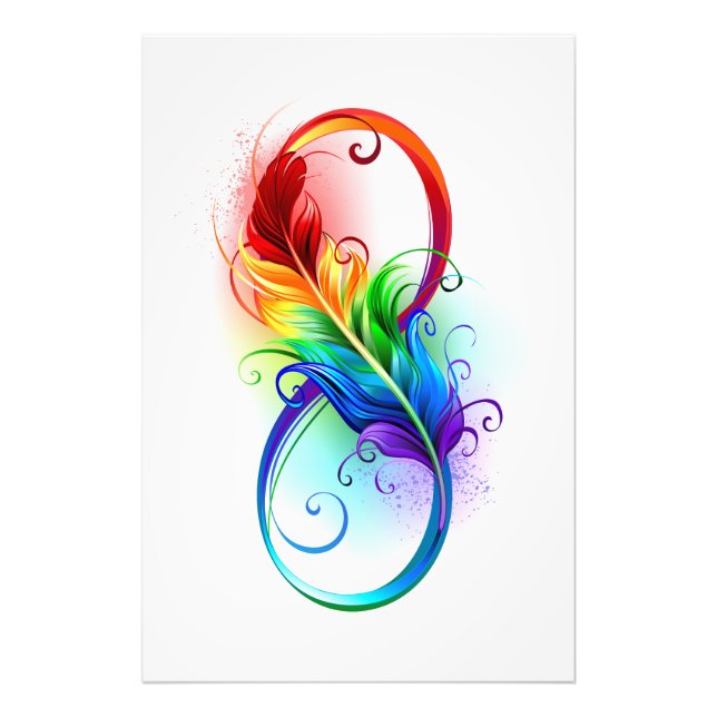 Infinity Symbol with Rainbow Feather Photo Print (Front)