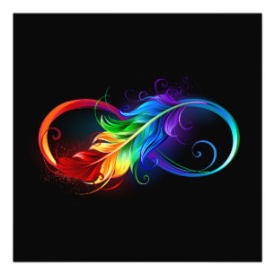 Infinity Symbol with Rainbow Feather Photo Print