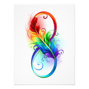 Infinity Symbol with Rainbow Feather Photo Print