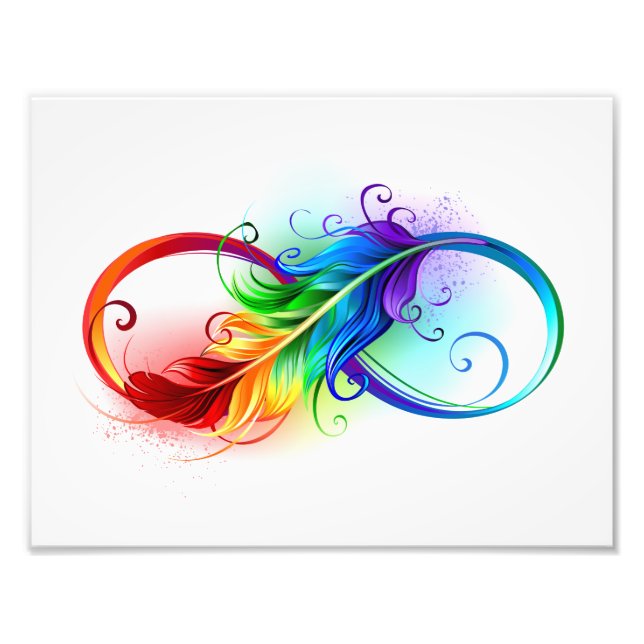 Infinity Symbol with Rainbow Feather Photo Print (Front)